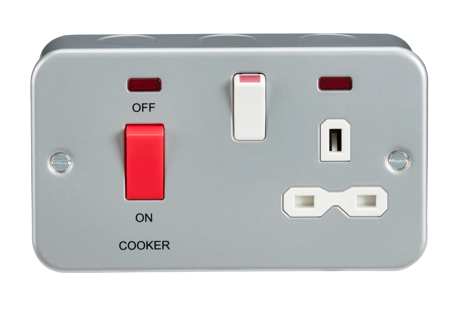 Knightsbridge MLA Metal Clad 2G 45A DP Cooker Switch and 13A Switched Socket with Neons