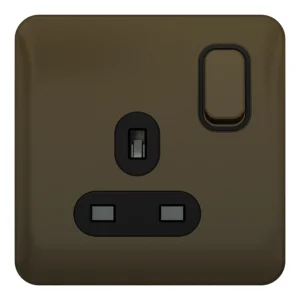 Schneider Electric Lisse 1-Gang 13A Switched Socket Mocha Bronze / Black
