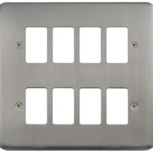 Click Scolmore Front Plate Deco Plus 8 Gang Stainless Steel