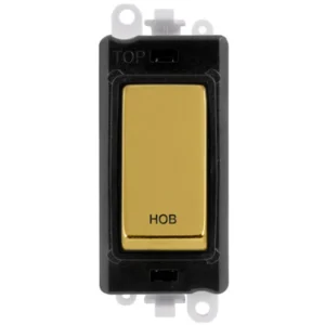 Click Scolmore Hob Laser Etched Legend 20AX Polished Brass Double Pole Switch Module