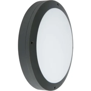 KSR Lighting Bulkhead IP65 Pln Microwave Sensor 18W Black 4000K 1100Lm Led
