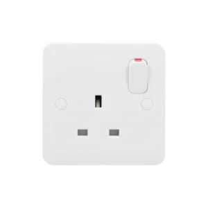 Schneider Electric Socket 1 Gang Switched DP 13A Slimline Curved Edge White