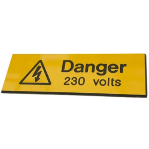 Industrial Signs Danger 230 Volts Rigid Engraved 75 x 25mm