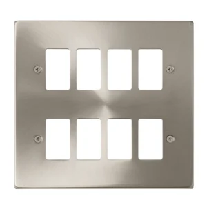 Click Scolmore Front Plate Deco 8 Gang Satin Chrome