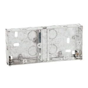 Newlec Mounting Box Flush Dual 2 x 1 Gang 35mm Depth Galvanised