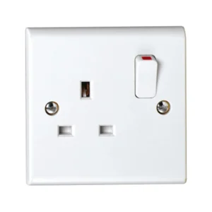 Deta Socket 1 Gang Switched DP 13A Slimline Curved Edge White