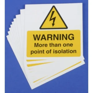 Industrial Signs Label Warning More Than One Point of Isolation 75x75mm Yellow/Black {Pack of 100}