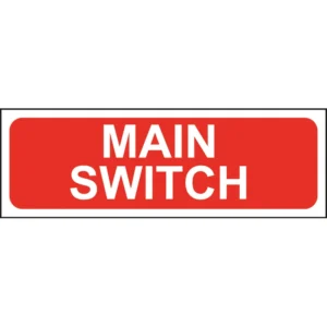 Easyfix Caution Label 'Main Switch' Self Adhesive 75 x 25mm Vinyl (Pack=10)