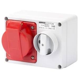 Gewiss Socket Horizontal Interlocked Triple Pole Neutral+Earth 32A 380V