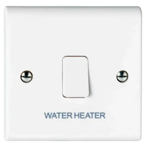 Deta Control Switch 1 Gang DP 20A White Mould Marked Water Heater