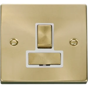 Click Scolmore Connection Unit Ingot Switched 13A Sat Brass White Insert Victorian