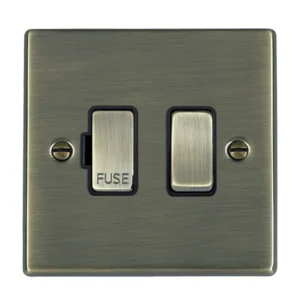 Hamilton Connection Unit Fused 88 x 88mm Antique Brass/Ant Brushed Black Insert