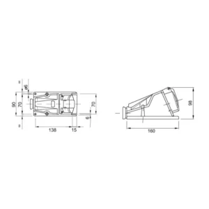 Gewiss Socket Low Voltage Angled Surface 2P+E 16A 220V
