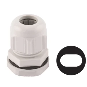 Newlec Dome Top Stuffing Gland 20mm IP68 Nylon Grey C/W Locknut for 1 x 2.5-4.0mm Twin+Earth Cable