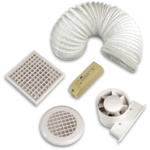 Newlec Shower Fan+Ducting Kit 100mm with Timer