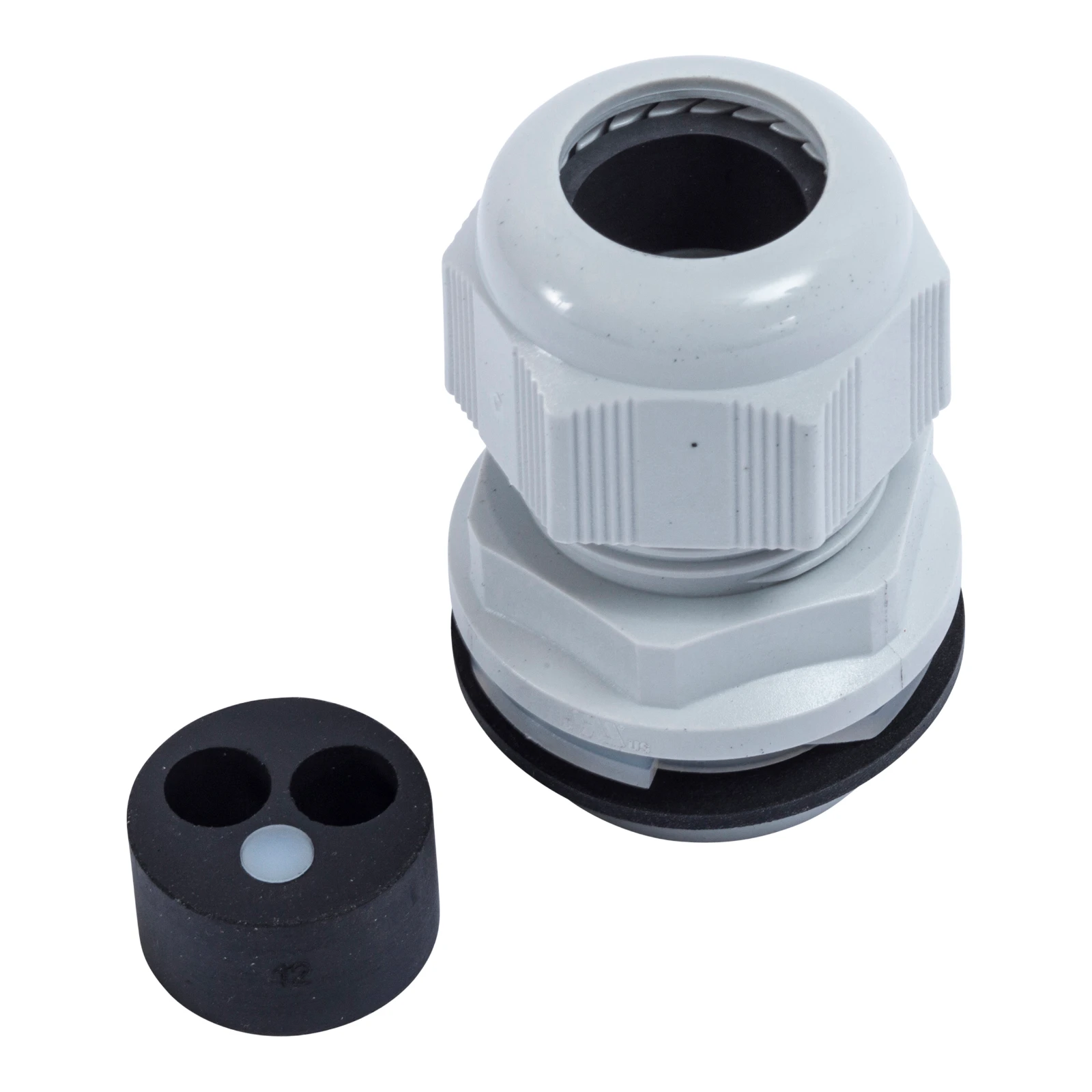 Newlec Dome Top Fast Fit Stuffing Tails Gland 32mm IP68 Nylon Grey for 2 x 16.0mm Meter Tails+16.0mm Earth - Image 2