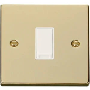 Click Scolmore Plate Switch 1 Gang 2 Way 10A Polished Brass White Insert Victorian