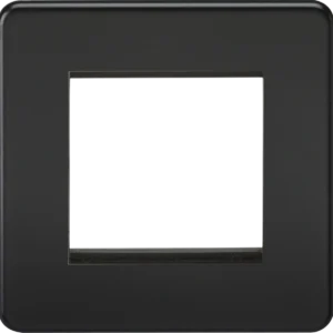 Knightsbridge MLA Matt Black Screwless 2 Gang Modular Faceplate
