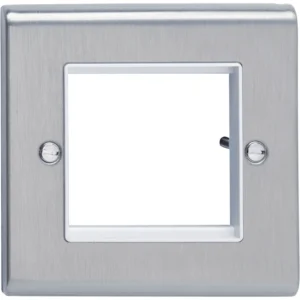 Deta Data Plate 1 Gang 2 Module Stainless Steel White Insert