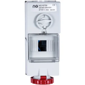 Niglon Socket Wall Interlocking Switched Triple Pole+Earth+N 16A 415V Red IP44