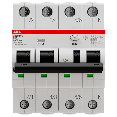 ABB DS203NC C10 A30 Residual Current Circuit Breaker with Overcurrent Protection - Image 2
