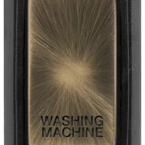 Click Scolmore Washing Machine Laser Etched Legend Black Frame 20AX Antique Brass Double Pole Switch Module`