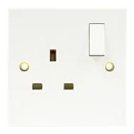 Newlec White Square Edge 1 Gang Single Pole Switched Socket