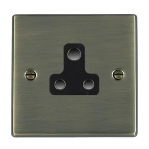 Hamilton Socket 1 Gang Unswitched 5A 88X88mm Antique Brass Black Insert