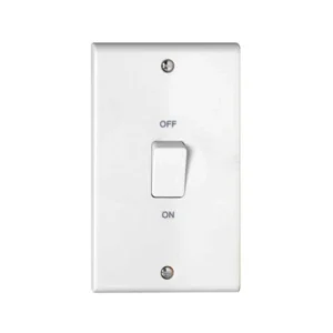Deta Control Switch 1 Gang DP (Tall 2G Plate) 50A White Mould White Rckr