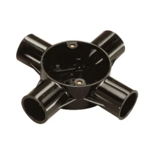 MK Electric Circular Box Intersection 4 Way 25mm Black PVC-U