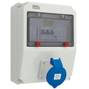 Newlec Industrial Power Socket RCD Surface Wall 2 Pole + Earth 16A 30mA 230V IP44 Blue