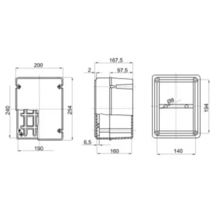 Gewiss Junction Box Smooth Walls Deep Screwed Lid 240X190X160mm Grey Ral