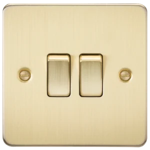 Knightsbridge MLA Flat Plate 10AX 2G 2-way switch - brushed brass