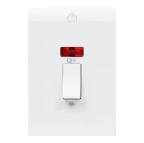 Newlec White Slimline Curved 45A Double Pole Switch