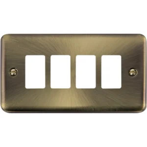 Click Scolmore Front Plate Deco Plus 4 Gang Antique Brass