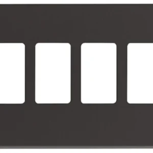 Click Scolmore Screwless Cover Plate Matt Black 4 Gang GridPro Frontplate