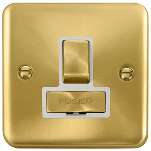 Click Scolmore Connection Unit Ingot DP Switched Fused 13A Sat Brass White Insert