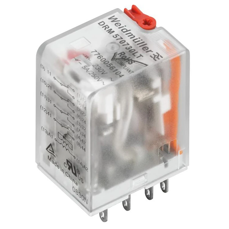 Weidmuller DRM 4PDT Interface Relay Module 24V Transparent