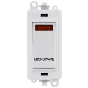 Click Scolmore Microwave Laser Etched Legend Polar White Frame 20AX Polar White Double Pole Switch With Neon