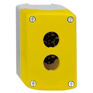 Schneider Electric Harmony XALD Yellow Empty Enclosure Lid with Light Grey Base 2 Cut-Outs