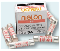 Niglon Fuse BS1362 Miniature Ceramic Cartridge 10A 25.4X6.3mm
