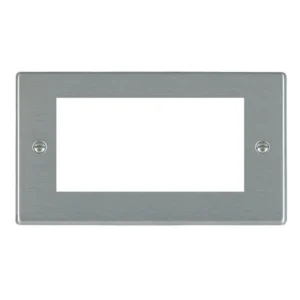 Hamilton Front Plate Double 4 Eurofix Apertures+Grid 144X85mm Satin Steel