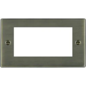 Hamilton Front Plate Double 4 Eurofix Apertures+Grid 85X145mm Antique Brass