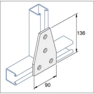Unistrut Plate Flat 4 Hole 136X90mm Steel Hot Dipped Galvanised