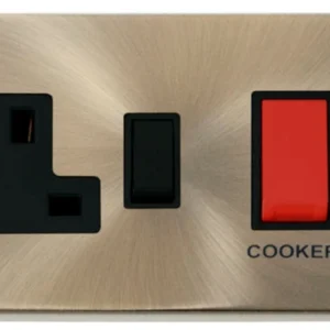 Click Scolmore Cooker Control Unit 13A Socket 45A Antique Brass Black Insert Victorian