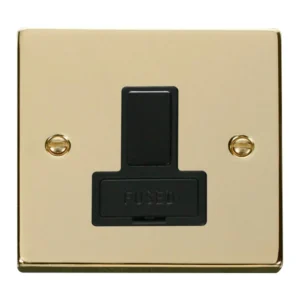 Click Scolmore Connection Unit Switched Fused 13A Polished Brass Black Insert Victorian