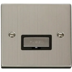 Click Scolmore Victorian Stainless Steel Black Insert 13A Ingot Fused Connection Unit