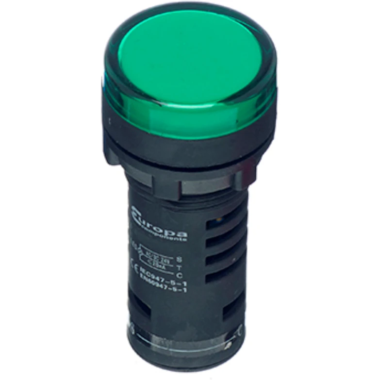 Europa Pilot Light LED IP65 110V 22.5mm Green Plastic