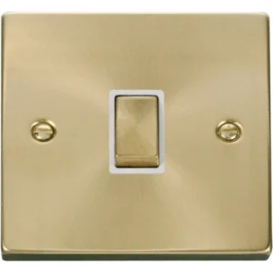 Click Scolmore Switch Ingot DP 20A Satin Brass White Insert Victorian