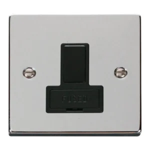 Click Scolmore Connection Unit Switched Fused 13A Polished Chrome Black Insert Victorian